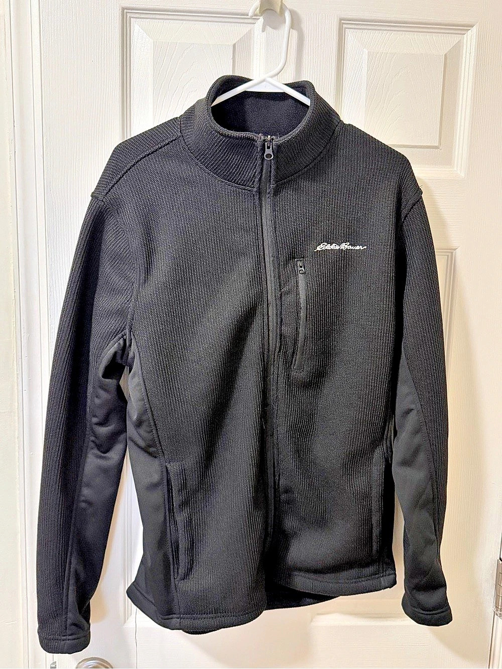 Eddie Bauer Men's High Route Grid Full-Zip Fleece Sweater Jacket Black Full-Zip